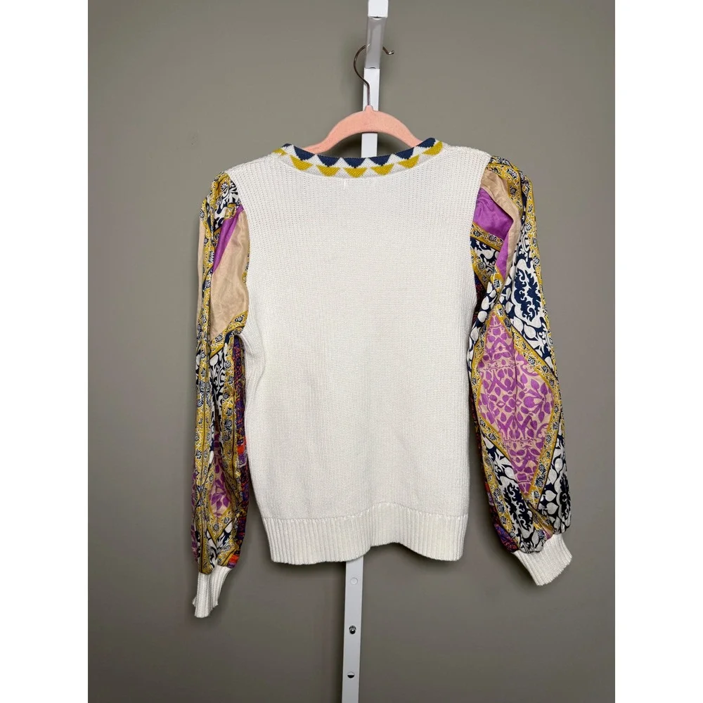 Fate Boho Patchwork Sleeve Knit Sweater S Indie Artsy Cottagecore  Patchwork - Picture 6 of 7